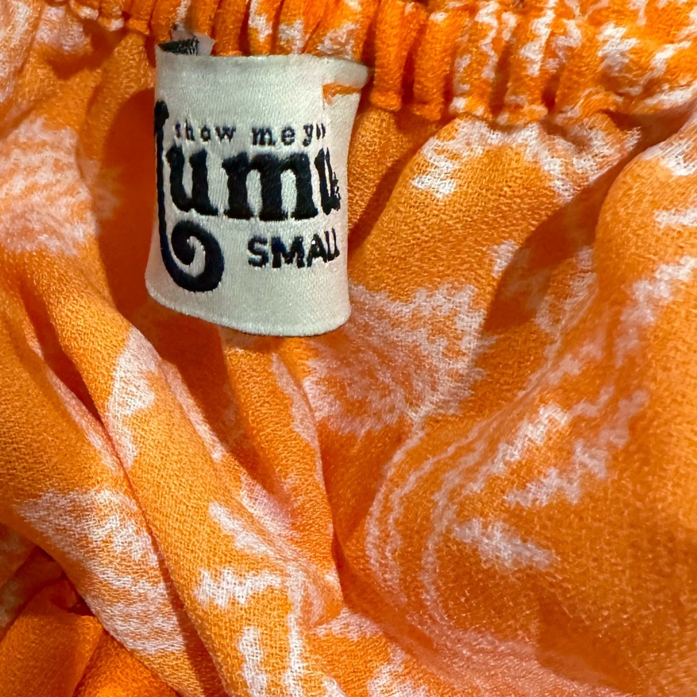 Show me your mumu Woodstock Orange peasant tassel Top S - Picture 5 of 6